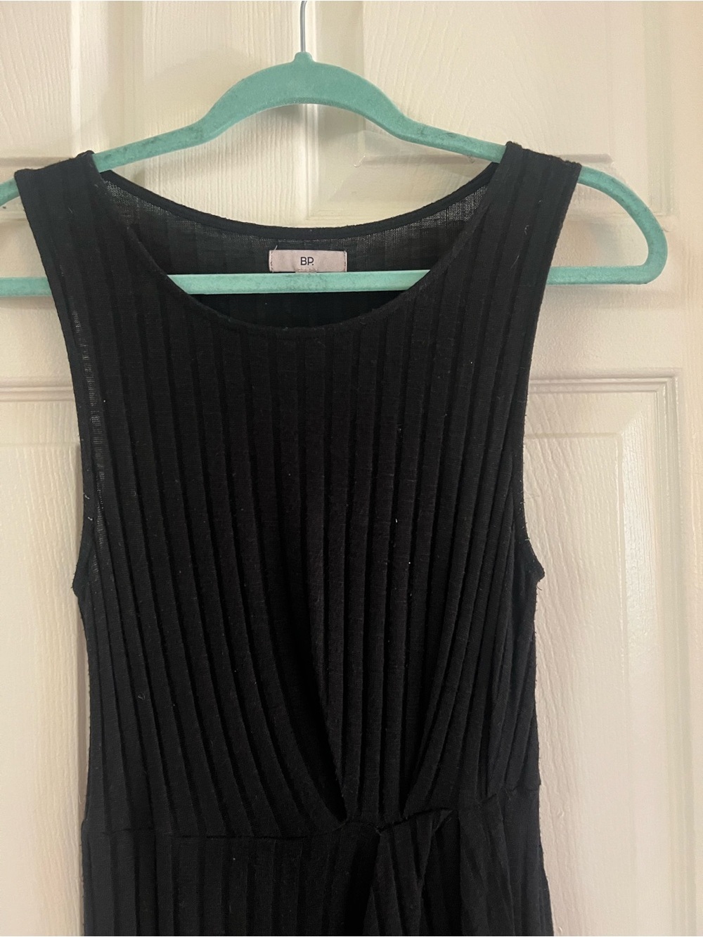 BP. Black Ribbed Sleeveless Midi Dress | Tulip Hem | Size Small - Picture 2 of 10